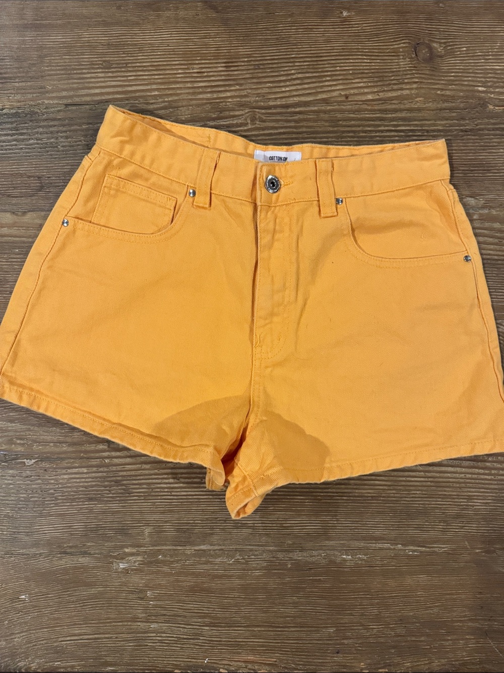 Cotton On Bright Orange High-Waist Denim Shorts